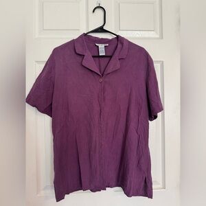Anna and Frank Purple Silk Short Sleeve Button-Up Shirt